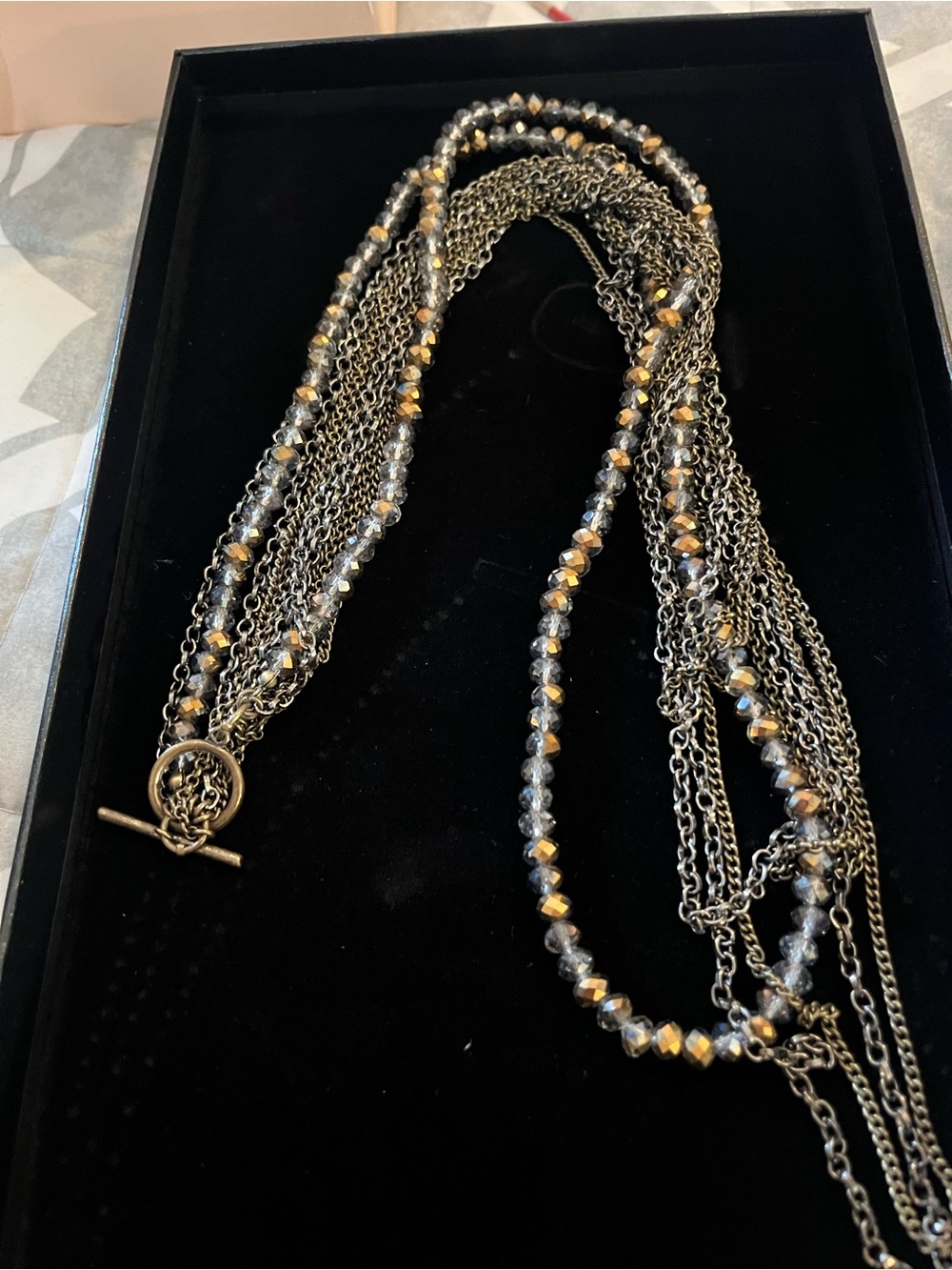 Park Lane Multistrand Hematite and Gold Bead Women's Necklace